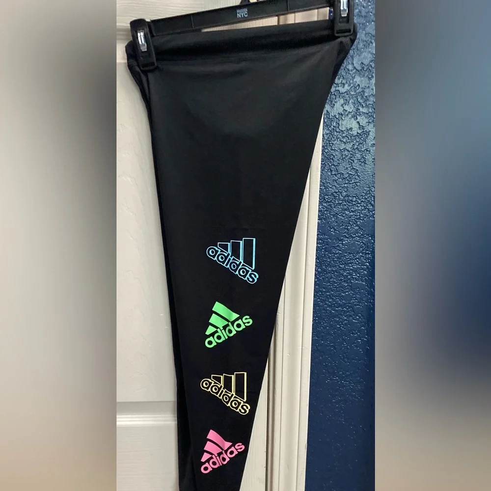 Adidas Black and Pink Leggings Athletic Fit